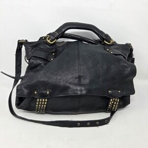 KOOBA Hailey Black Leather Satchel Shoulder Purse Grommets